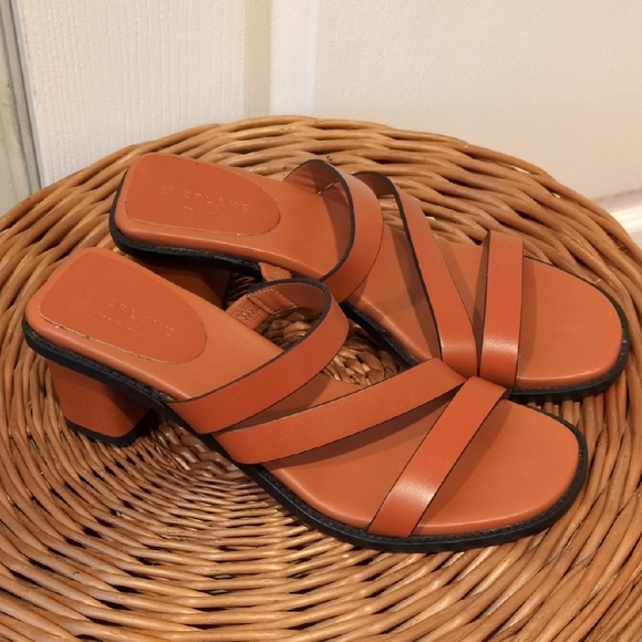 Everlane Shoes - Everlane Orange Leather Heeled Strappy Sandal Womens 8